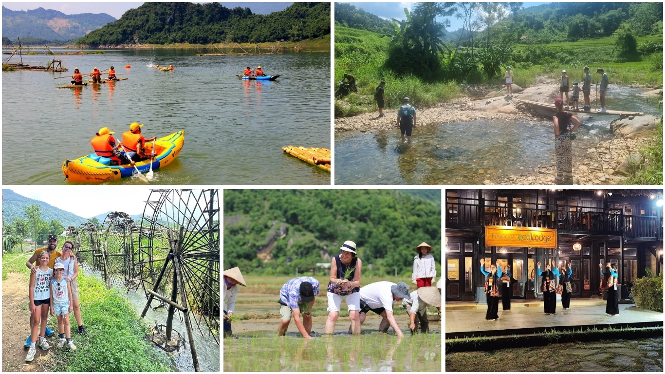 Family activities on a Mai Chau tour with kayaking and culture