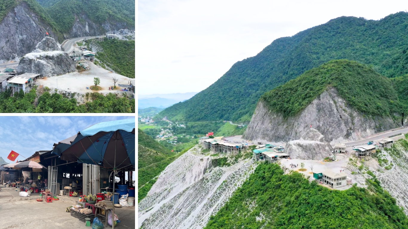 Mountain viewpoint at Thung Khe Pass on the Hanoi to Mai Chau route