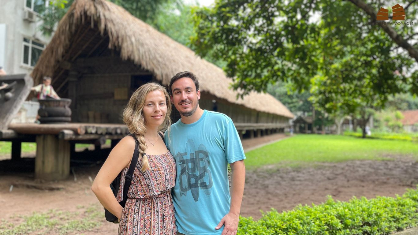 Couple discover Vietnam Museum of Ethnology