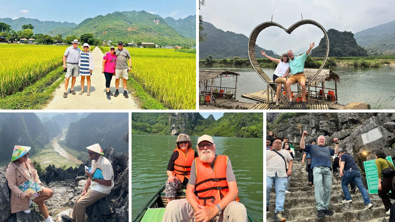Things to do in Ninh Binh and Pu Luong including boat rides, rice field walks, and scenic viewpoints.