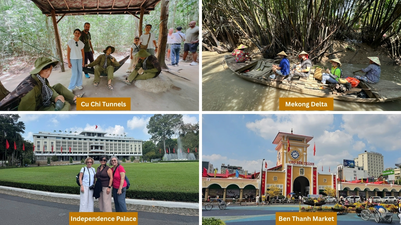 Top Ho Chi Minh City attractions to visit in any season, including Cu Chi Tunnels, Mekong Delta, Independence Palace, and Ben Thanh Market
