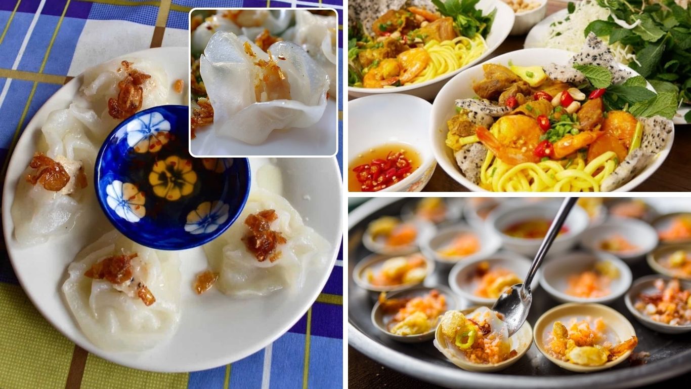 White Rose Dumplings, banh befo, my quang
