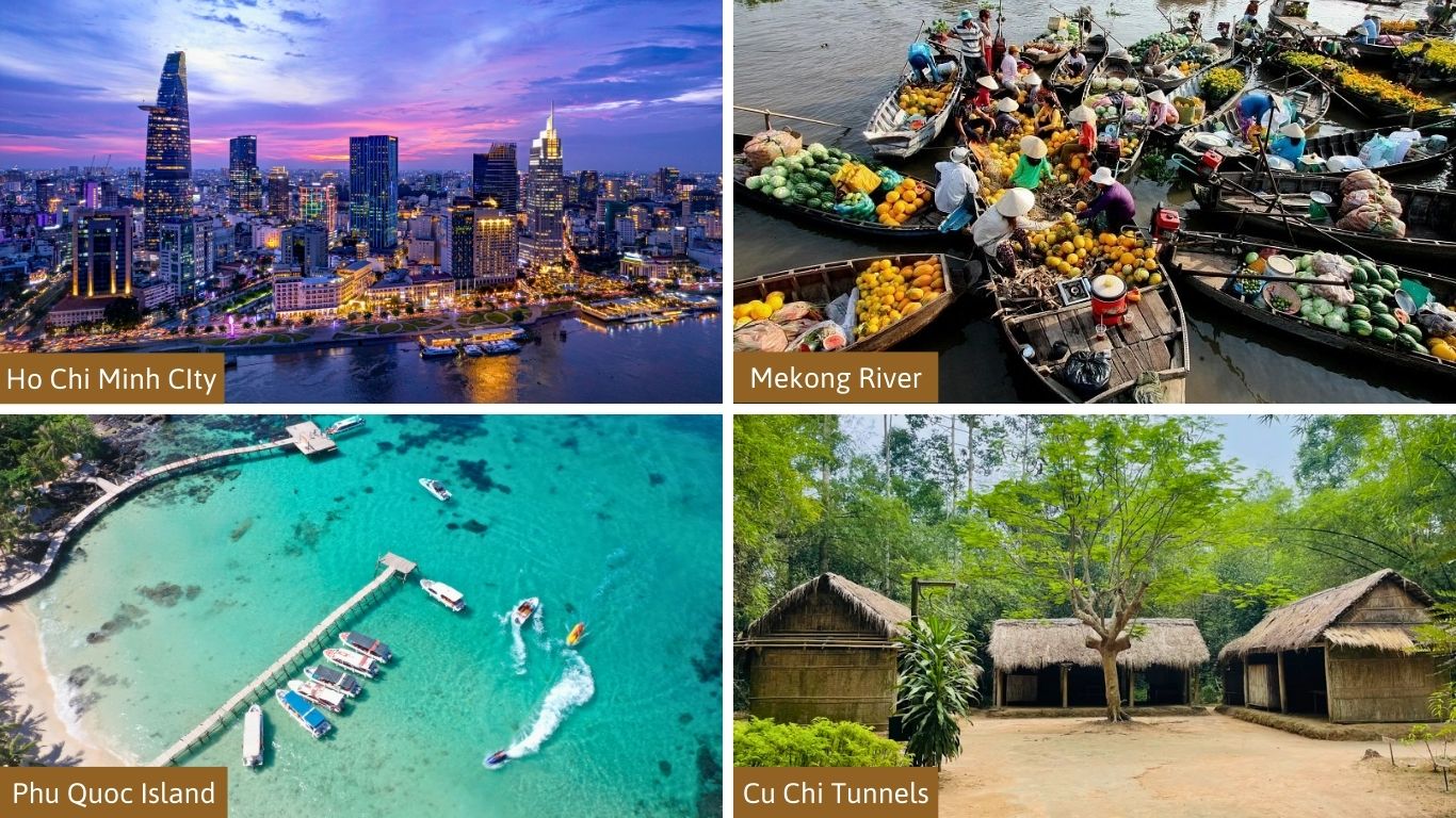 Ho Chi Minh City, Mekong River, Phu Quoc Island, Cu Chi Tunnels