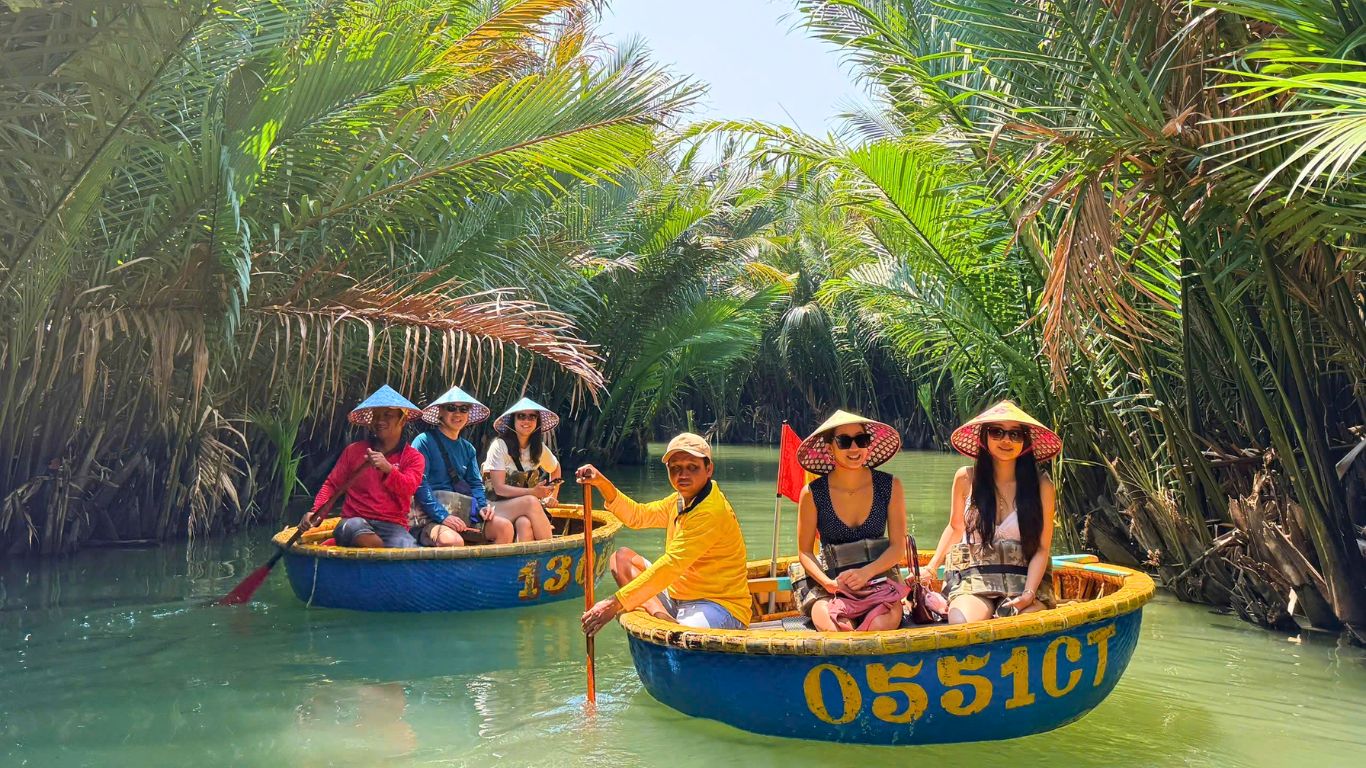 Basket boat ride Cam Thanh Coconut Village Hoi An July