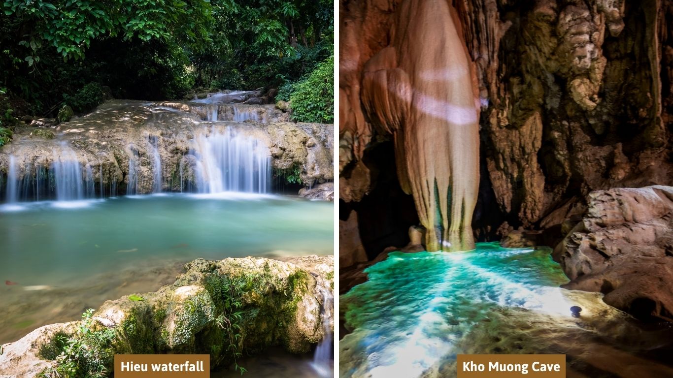 Hieu waterfall, Kho Muong Cave