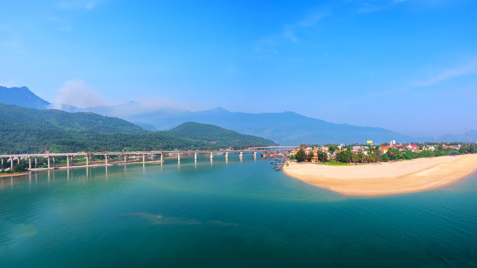 Lang Co Bay near Hue with beach, lagoon, and mountain scenery in central Vietnam.