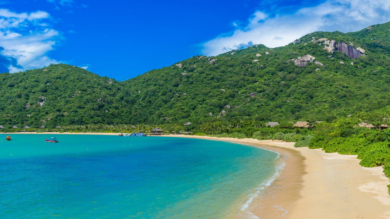 Ninh Van Bay with turquoise water and quiet sandy beach in Nha Trang Vietnam