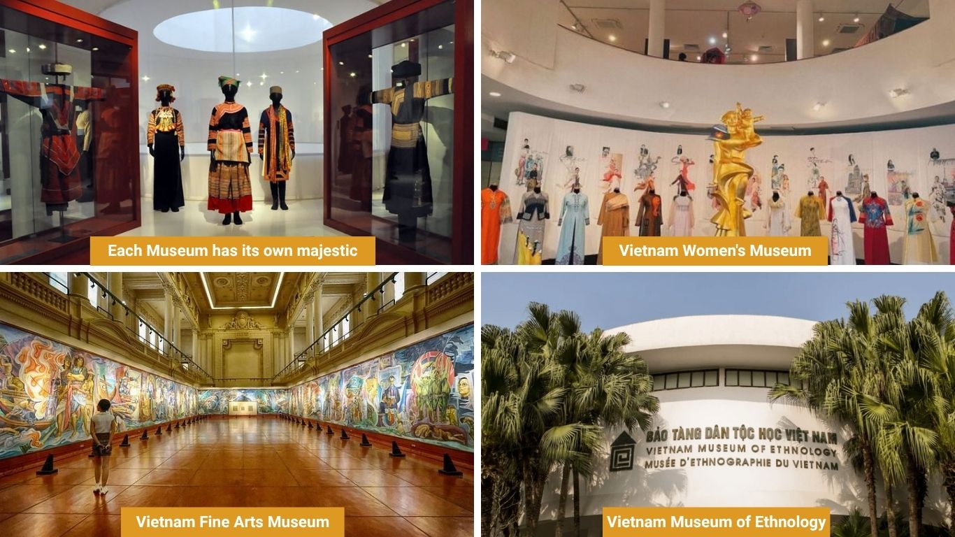 Vietnam Women's Museum, Fine Arts Museum and Museum of Ethnology in Hanoi.