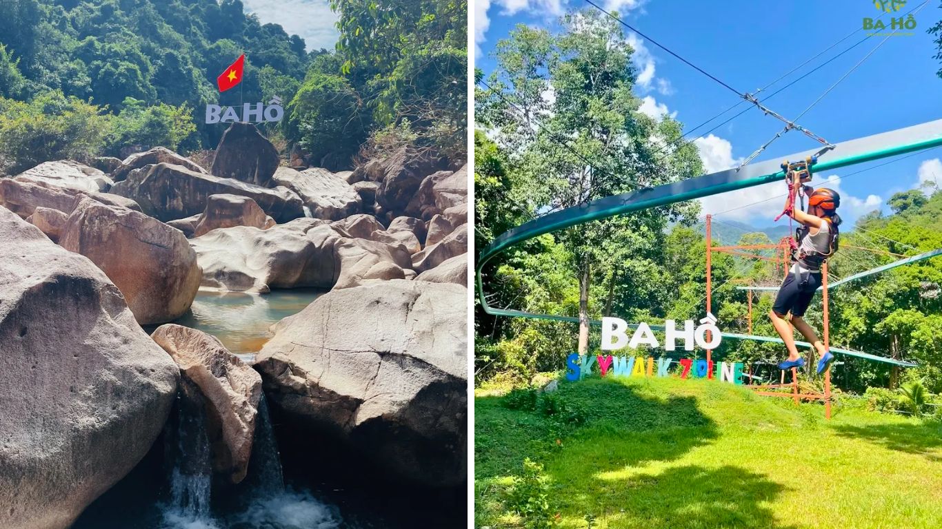 Ba Ho Waterfalls Nha Trang natural rock pools and zip line activity in June day trip from the city