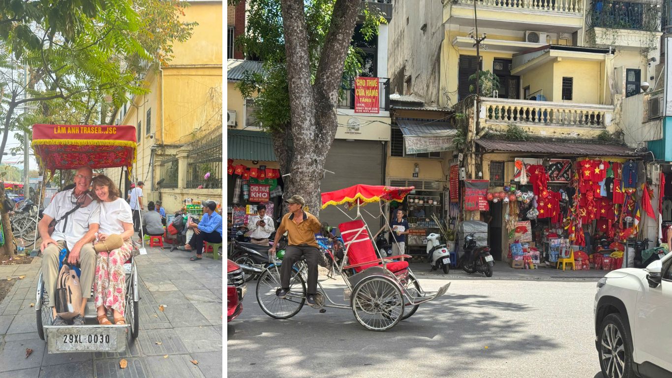 Hanoi cyclo tour Old Quarter streets summer travel experience July