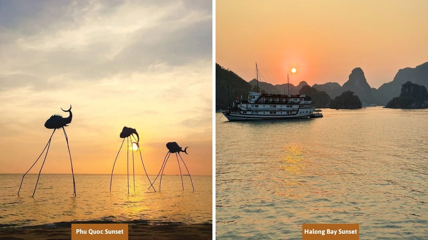 Phu Quoc sunset beach versus Halong Bay sunset cruise Vietnam