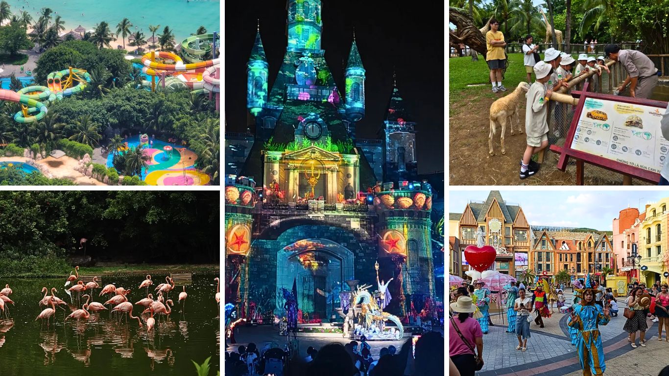 VinWonders Nha Trang in July water park night show zoo and street performances for families in peak summer season