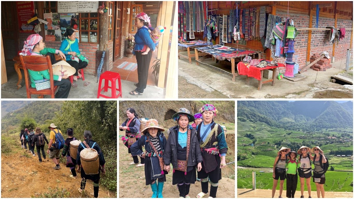 Visiting ethnic minority villages in Sapa in July with local Hmong and Red Dao women traditional crafts and valley trekking experience