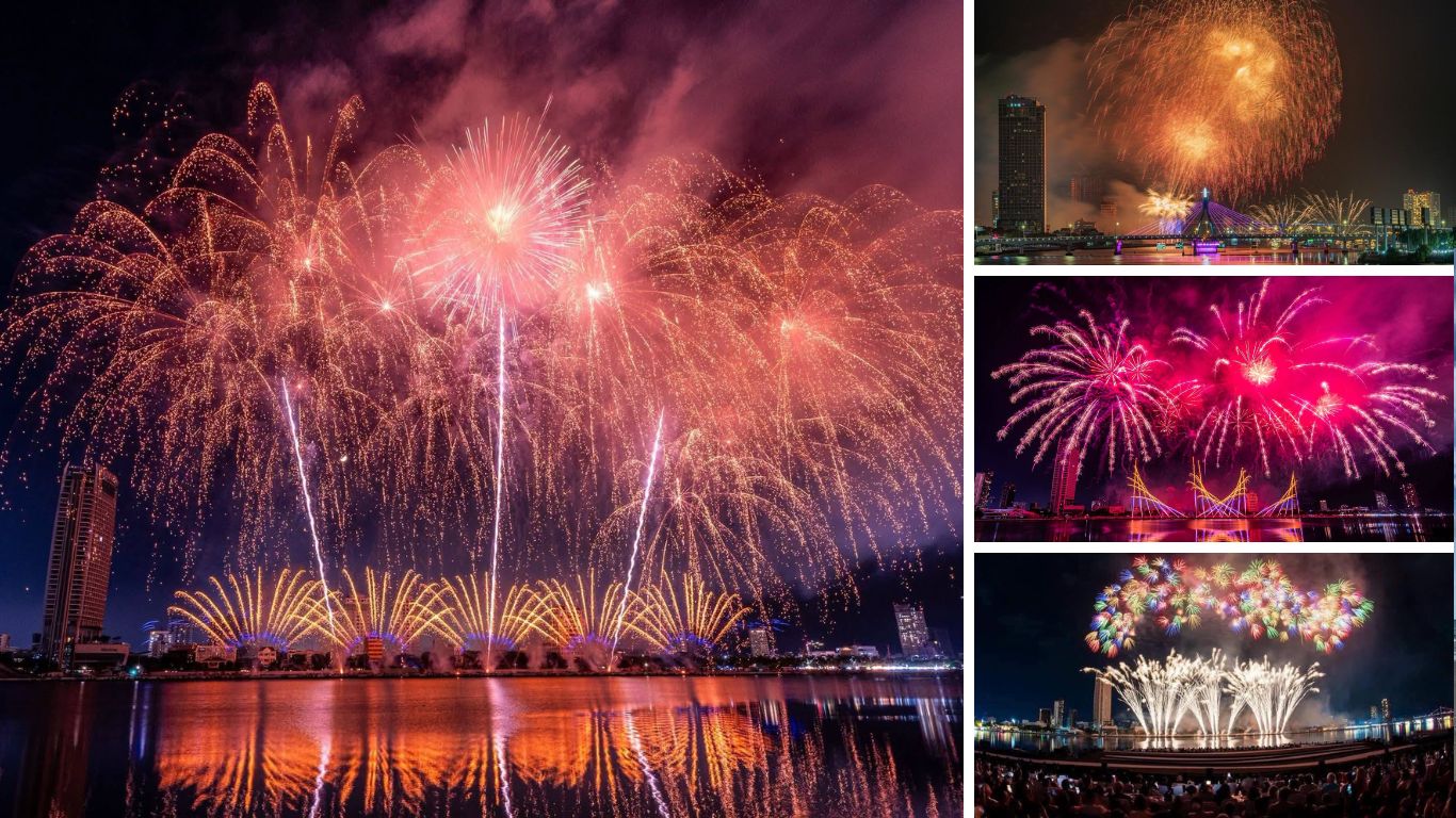 Fireworks over Han River in Da Nang during DIFF summer festival