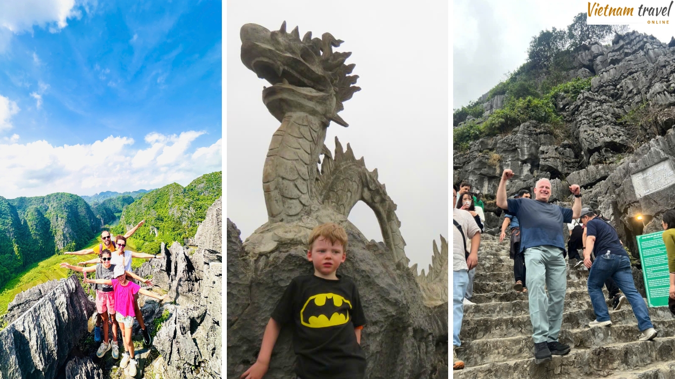 Travelers climbing the Mua Cave viewpoint steps in Ninh Binh