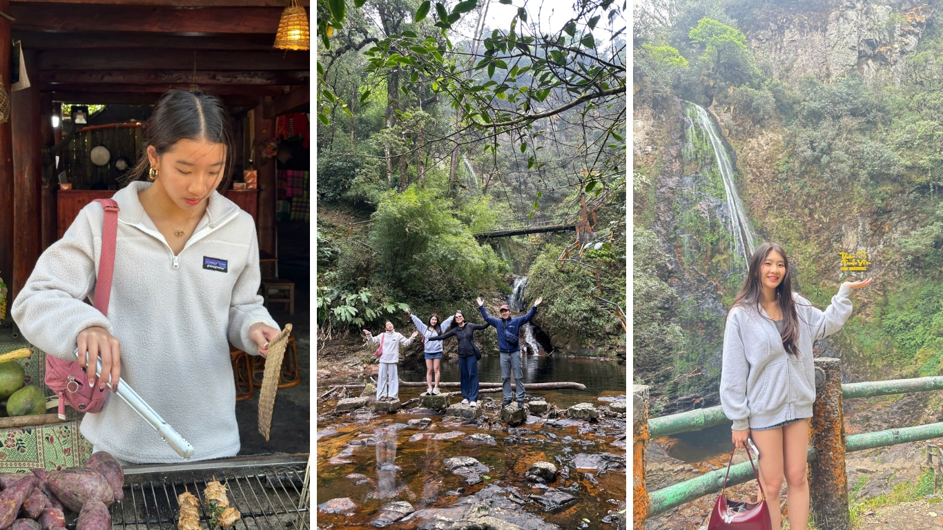 Sapa waterfall trekking travelers Pu Luong to Sapa route