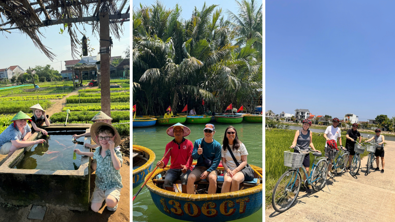 Countryside activities near Hoi An including basket boat and cycling tour