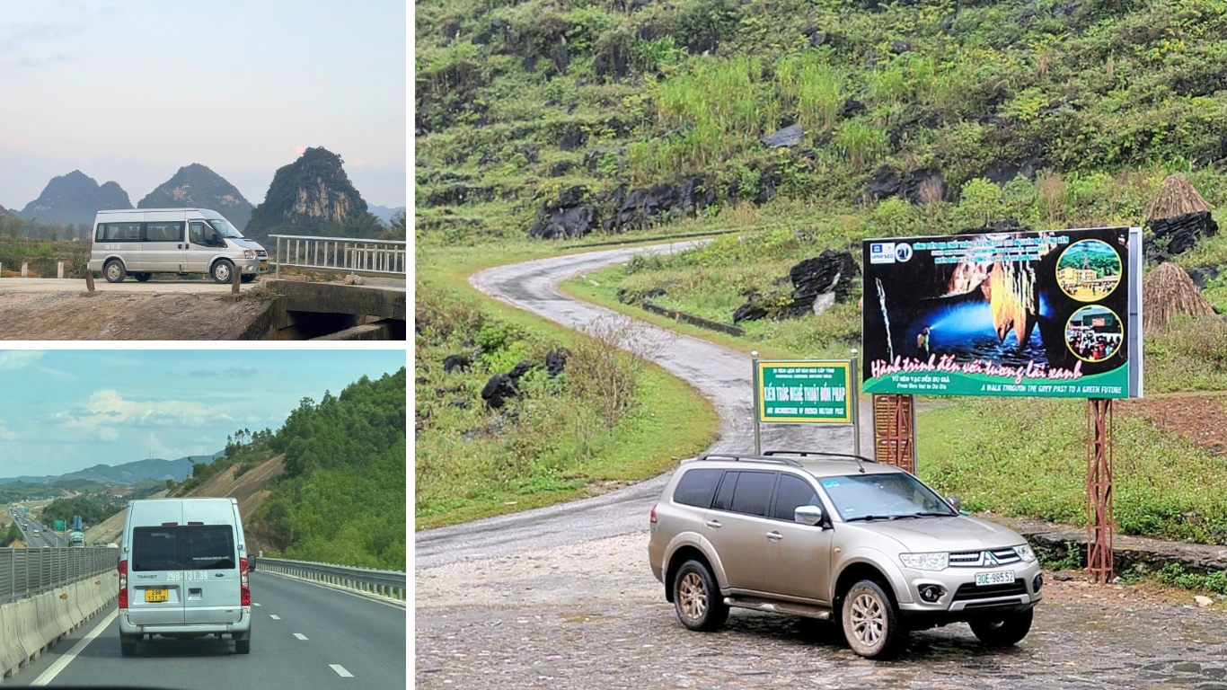 Private car and van on Sapa to Ha Giang mountain road